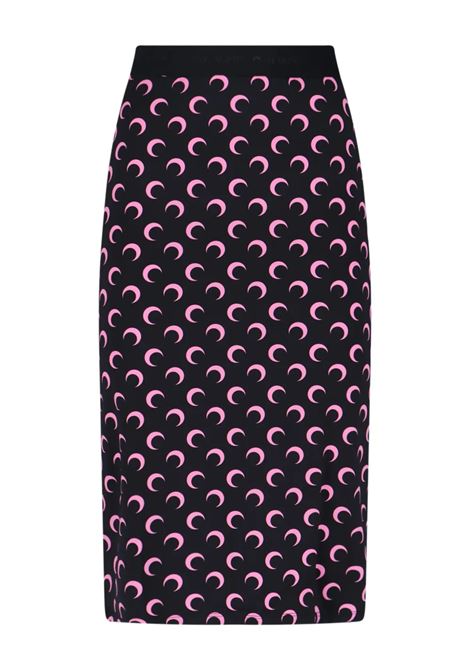gonna moon printed jersey knee length donna nera e rosa MARINE SERRE | WSK123ACJER0001BK90